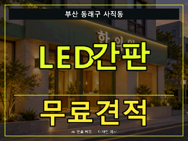 부산 동래구 사직동 LED간판 무료견적 안내 썸네일 · AI 연출 배경