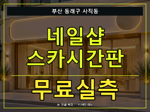 부산 동래구 사직동 네일샵 스카시간판 무료실측 안내 썸네일 · AI 연출 배경