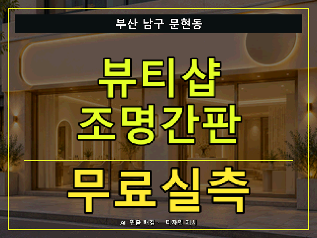 부산 남구 문현동 뷰티샵 조명간판 무료실측 안내 썸네일 · AI 연출 배경