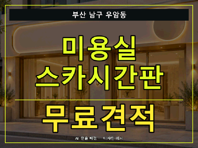 부산 남구 우암동 미용실 스카시간판 무료견적 안내 썸네일 · AI 연출 배경