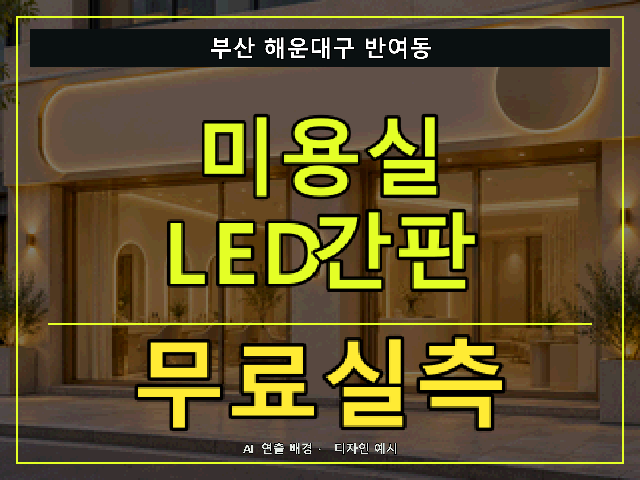 부산 해운대구 반여동 미용실 LED간판 무료실측 안내 썸네일 · AI 연출 배경