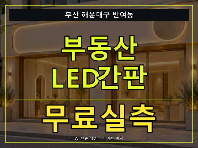 부산 해운대구 반여동 부동산 LED간판 무료실측 안내 썸네일 · AI 연출 배경