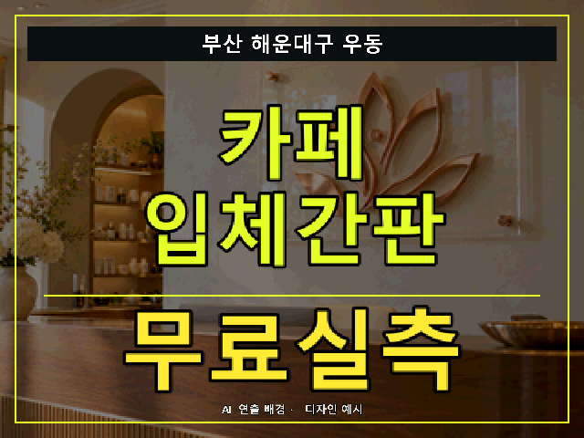 부산 해운대구 우동 카페 입체간판 무료실측 안내 썸네일 · AI 연출 배경