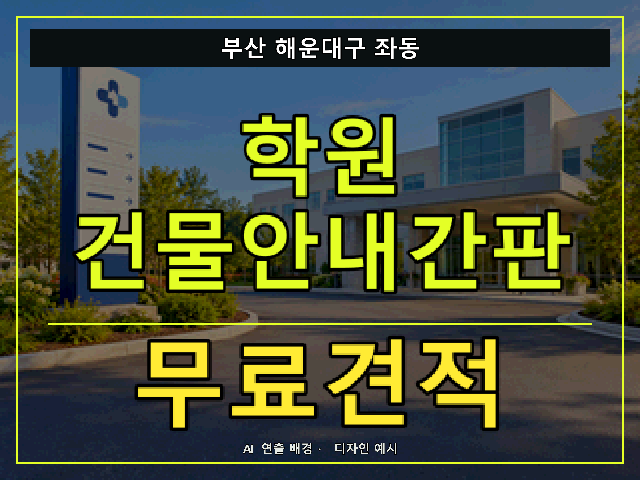 부산 해운대구 좌동 학원 건물안내간판 무료견적 안내 썸네일 · AI 연출 배경