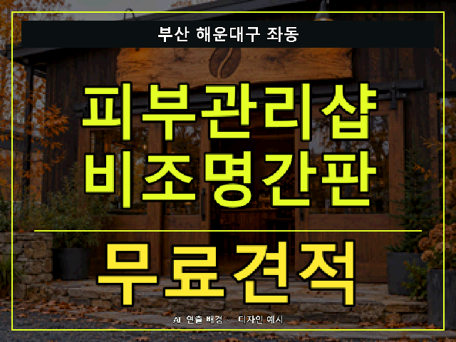부산 해운대구 좌동 피부관리샵 비조명간판 무료견적 안내 썸네일 · AI 연출 배경