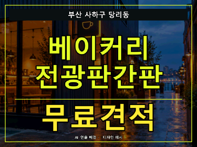 부산 사하구 당리동 베이커리 전광판간판 무료견적 안내 썸네일 · AI 연출 배경