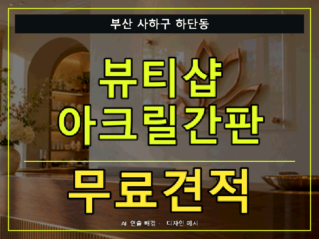 부산 사하구 하단동 뷰티샵 아크릴간판 무료견적 안내 썸네일 · AI 연출 배경