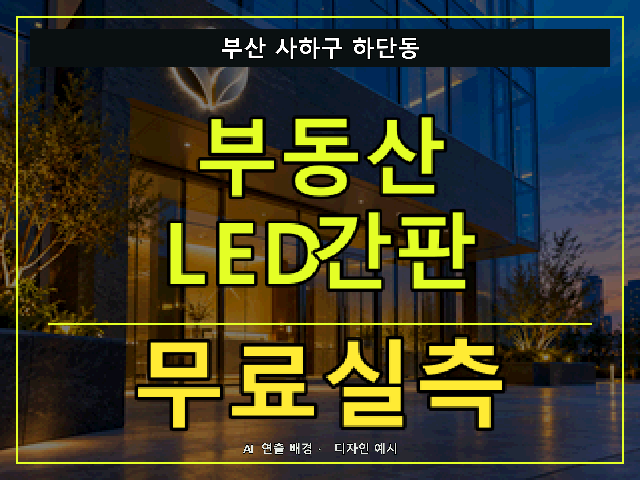 부산 사하구 하단동 부동산 LED간판 무료실측 안내 썸네일 · AI 연출 배경