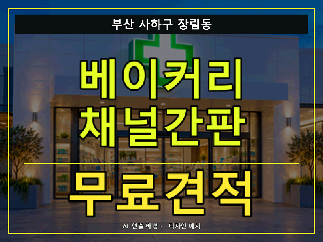 부산 사하구 장림동 베이커리 채널간판 무료견적 안내 썸네일 · AI 연출 배경