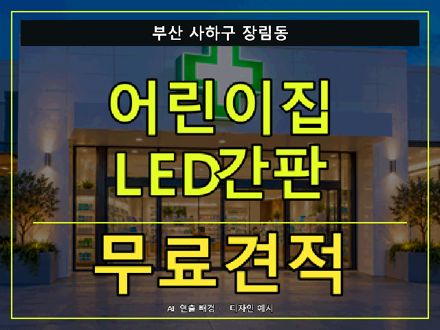 부산 사하구 장림동 어린이집 LED간판 무료견적 안내 썸네일 · AI 연출 배경