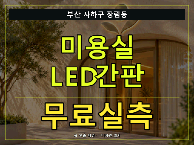 부산 사하구 장림동 미용실 LED간판 무료실측 안내 썸네일 · AI 연출 배경
