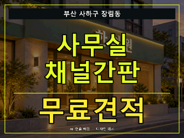 부산 사하구 장림동 사무실 채널간판 무료견적 안내 썸네일 · AI 연출 배경