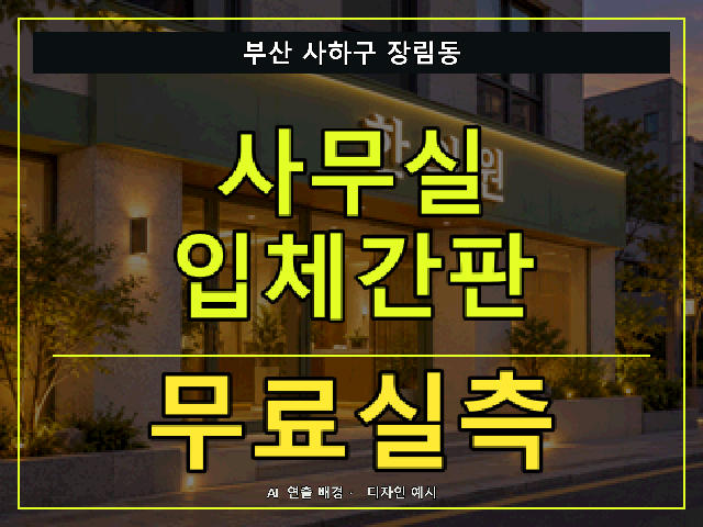 부산 사하구 장림동 사무실 입체간판 무료실측 안내 썸네일 · AI 연출 배경