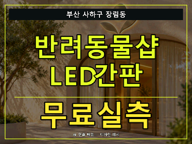 부산 사하구 장림동 반려동물샵 LED간판 무료실측 안내 썸네일 · AI 연출 배경