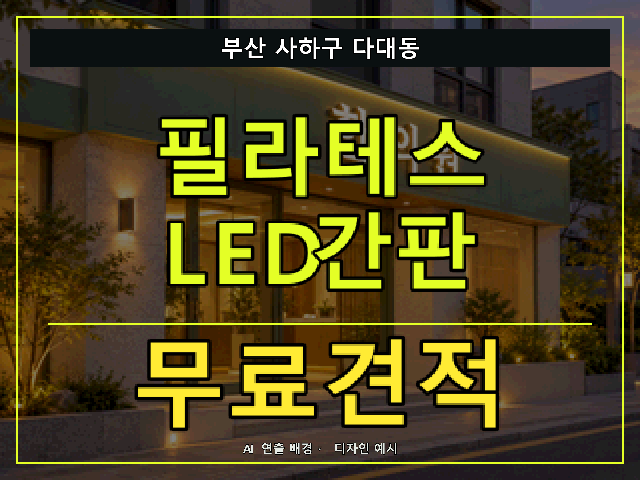 부산 사하구 다대동 필라테스 LED간판 무료견적 안내 썸네일 · AI 연출 배경