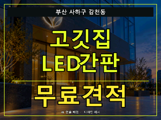 부산 사하구 감천동 고깃집 LED간판 무료견적 안내 썸네일 · AI 연출 배경