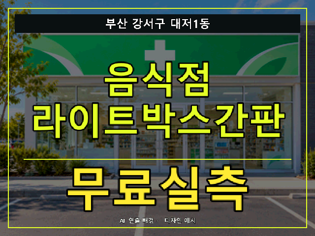 부산 강서구 대저1동 음식점 라이트박스간판 무료실측 안내 썸네일 · AI 연출 배경