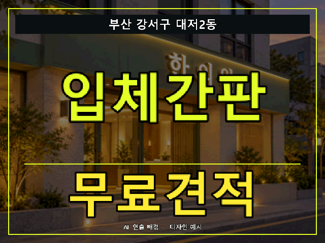 부산 강서구 대저2동 입체간판 무료견적 안내 썸네일 · AI 연출 배경
