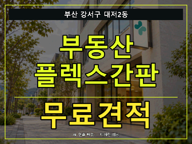 부산 강서구 대저2동 부동산 플렉스간판 무료견적 안내 썸네일 · AI 연출 배경