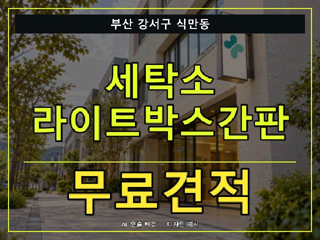 부산 강서구 식만동 세탁소 라이트박스간판 무료견적 안내 썸네일 · AI 연출 배경