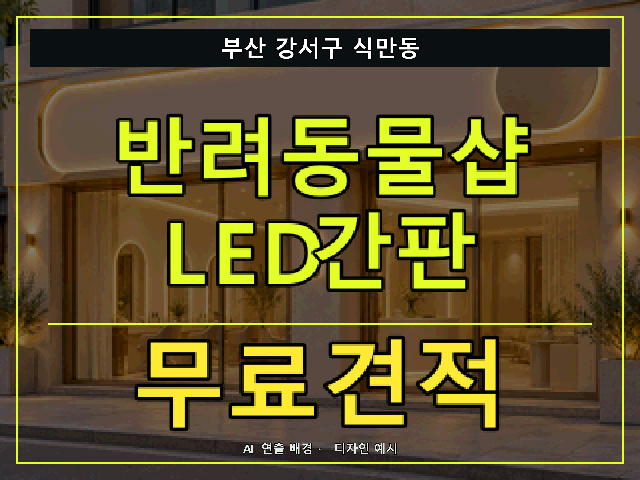 부산 강서구 식만동 반려동물샵 LED간판 무료견적 안내 썸네일 · AI 연출 배경