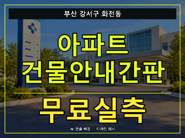 부산 강서구 화전동 아파트 건물안내간판 무료실측 안내 썸네일 · AI 연출 배경