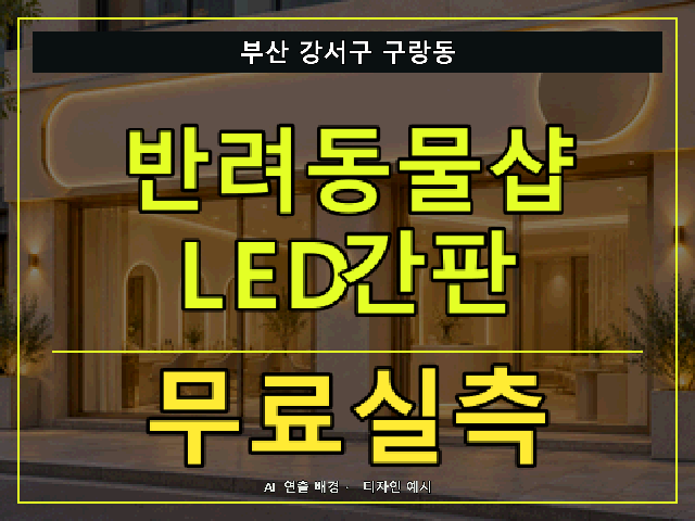 부산 강서구 구랑동 반려동물샵 LED간판 무료실측 안내 썸네일 · AI 연출 배경