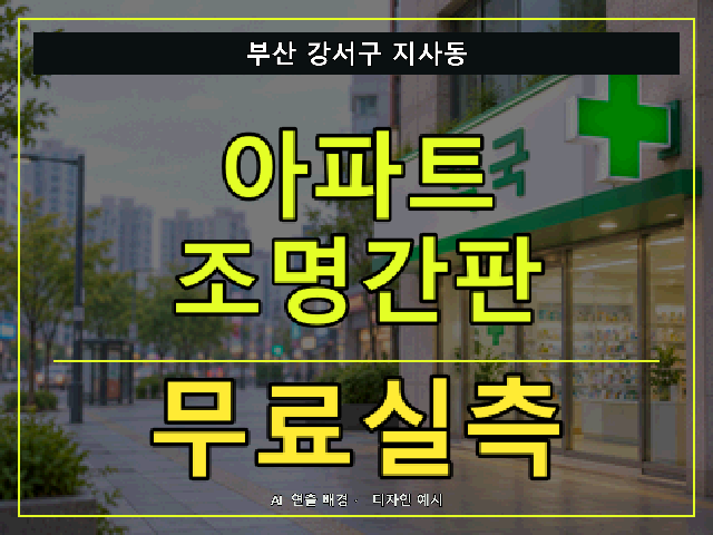 부산 강서구 지사동 아파트 조명간판 무료실측 안내 썸네일 · AI 연출 배경