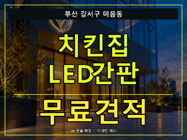 부산 강서구 미음동 치킨집 LED간판 무료견적 안내 썸네일 · AI 연출 배경