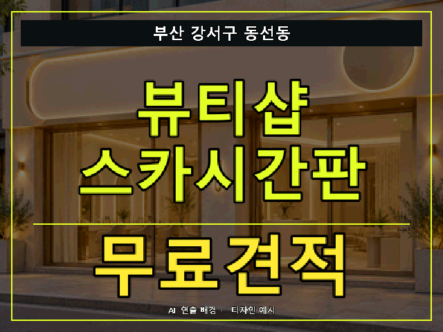 부산 강서구 동선동 뷰티샵 스카시간판 무료견적 안내 썸네일 · AI 연출 배경