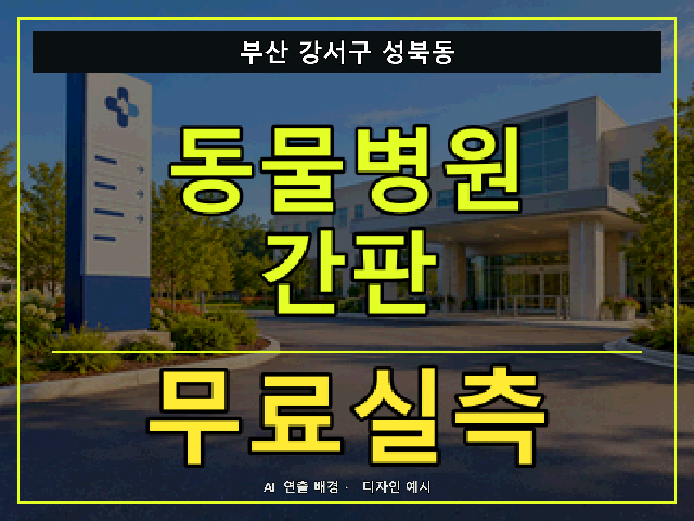 부산 강서구 성북동 동물병원 간판 무료실측 안내 썸네일 · AI 연출 배경
