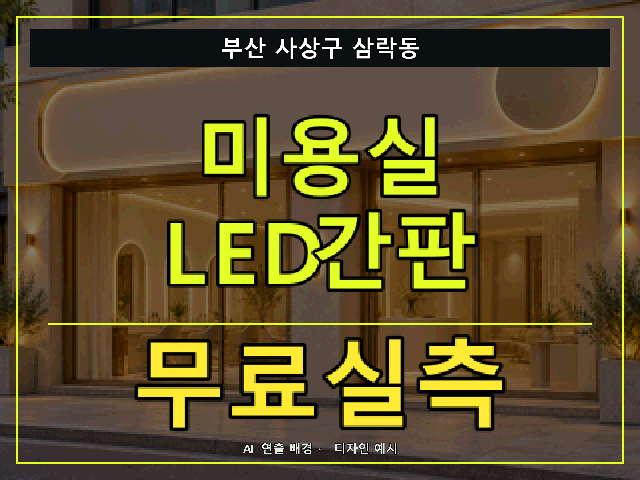 부산 사상구 삼락동 미용실 LED간판 무료실측 안내 썸네일 · AI 연출 배경