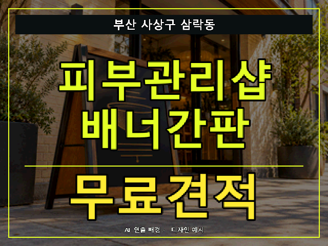 부산 사상구 삼락동 피부관리샵 배너간판 무료견적 안내 썸네일 · AI 연출 배경