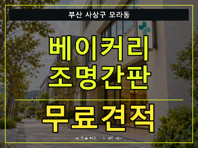 부산 사상구 모라동 베이커리 조명간판 무료견적 안내 썸네일 · AI 연출 배경
