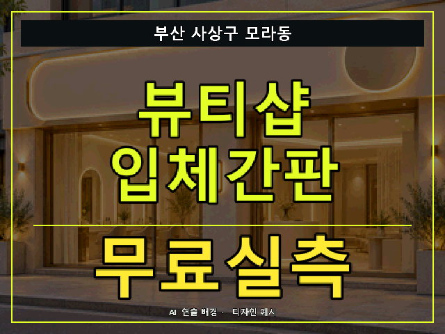 부산 사상구 모라동 뷰티샵 입체간판 무료실측 안내 썸네일 · AI 연출 배경