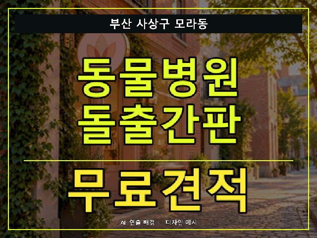 부산 사상구 모라동 동물병원 돌출간판 무료견적 안내 썸네일 · AI 연출 배경