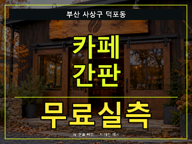 부산 사상구 덕포동 카페 간판 무료실측 안내 썸네일 · AI 연출 배경
