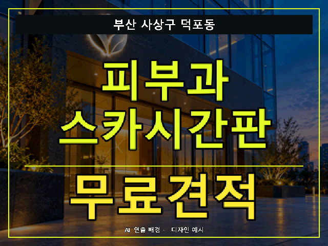 부산 사상구 덕포동 피부과 스카시간판 무료견적 안내 썸네일 · AI 연출 배경