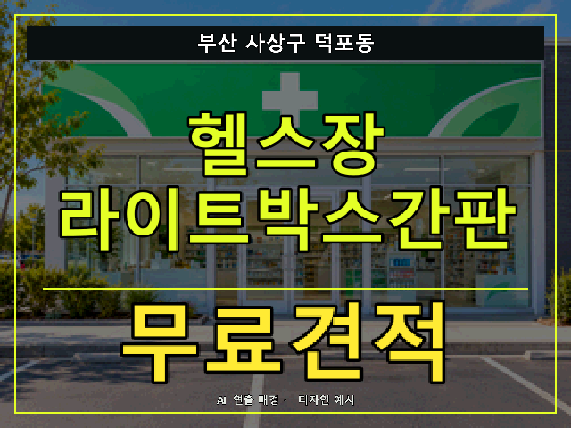 부산 사상구 덕포동 헬스장 라이트박스간판 무료견적 안내 썸네일 · AI 연출 배경
