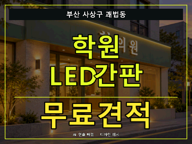 부산 사상구 괘법동 학원 LED간판 무료견적 안내 썸네일 · AI 연출 배경