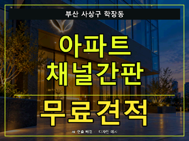 부산 사상구 학장동 아파트 채널간판 무료견적 안내 썸네일 · AI 연출 배경
