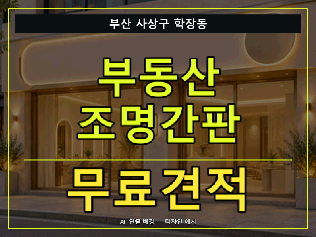 부산 사상구 학장동 부동산 조명간판 무료견적 안내 썸네일 · AI 연출 배경