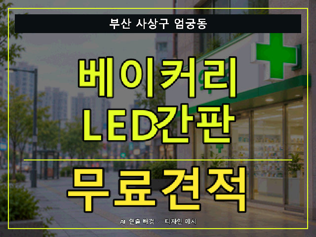 부산 사상구 엄궁동 베이커리 LED간판 무료견적 안내 썸네일 · AI 연출 배경