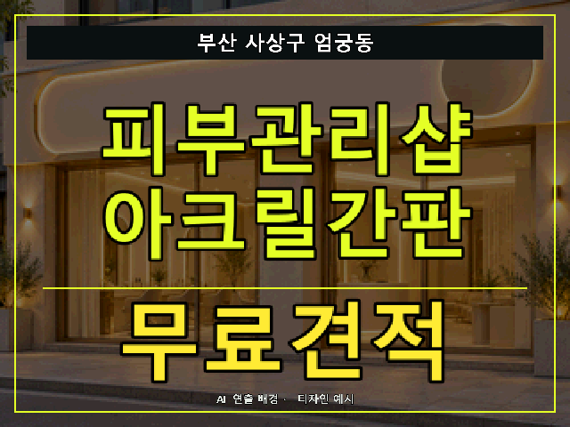 부산 사상구 엄궁동 피부관리샵 아크릴간판 무료견적 안내 썸네일 · AI 연출 배경