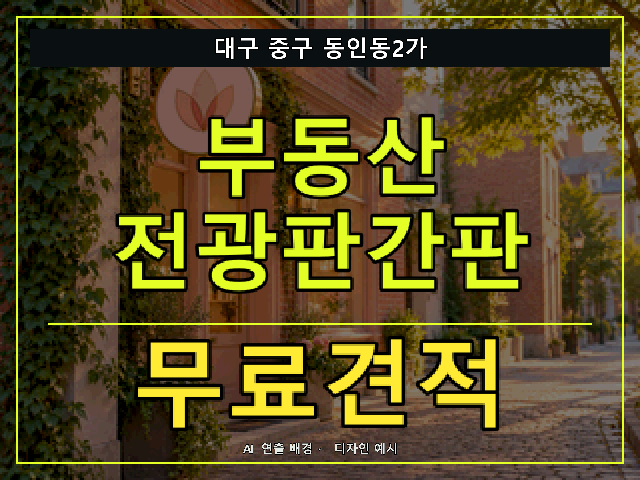 대구 중구 동인동2가 부동산 전광판간판 무료견적 안내 썸네일 · AI 연출 배경