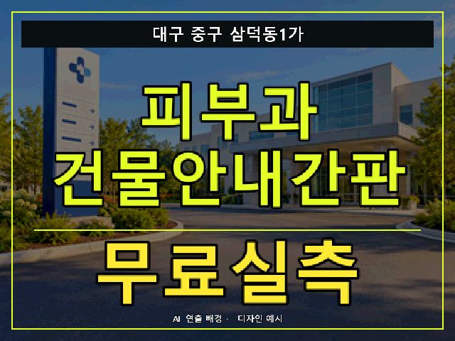 대구 중구 삼덕동1가 피부과 건물안내간판 무료실측 안내 썸네일 · AI 연출 배경