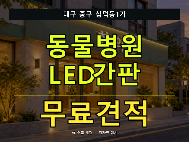 대구 중구 삼덕동1가 동물병원 LED간판 무료견적 안내 썸네일 · AI 연출 배경