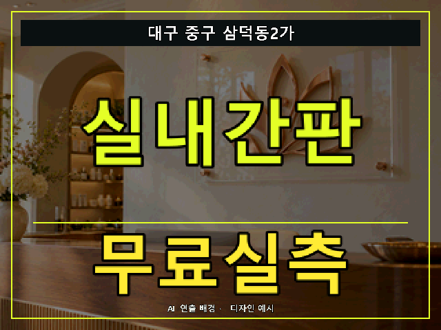 대구 중구 삼덕동2가 실내간판 무료실측 안내 썸네일 · AI 연출 배경