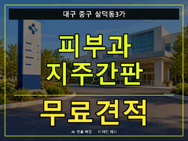 대구 중구 삼덕동3가 피부과 지주간판 무료견적 안내 썸네일 · AI 연출 배경
