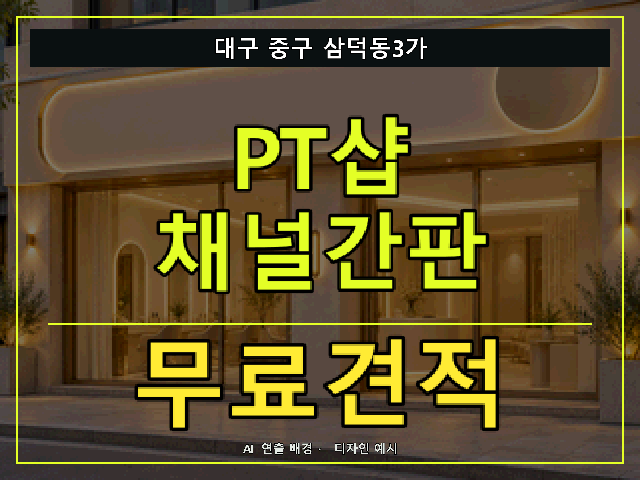 대구 중구 삼덕동3가 PT샵 채널간판 무료견적 안내 썸네일 · AI 연출 배경